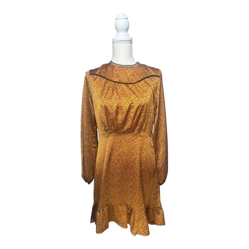 Molly Bracken Long Sleeve Gold and Black Dress - NWOT - Size XS